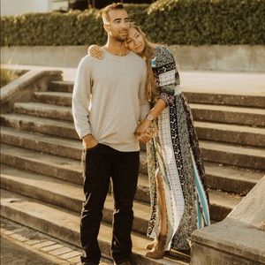 Patterned boho dress with slit